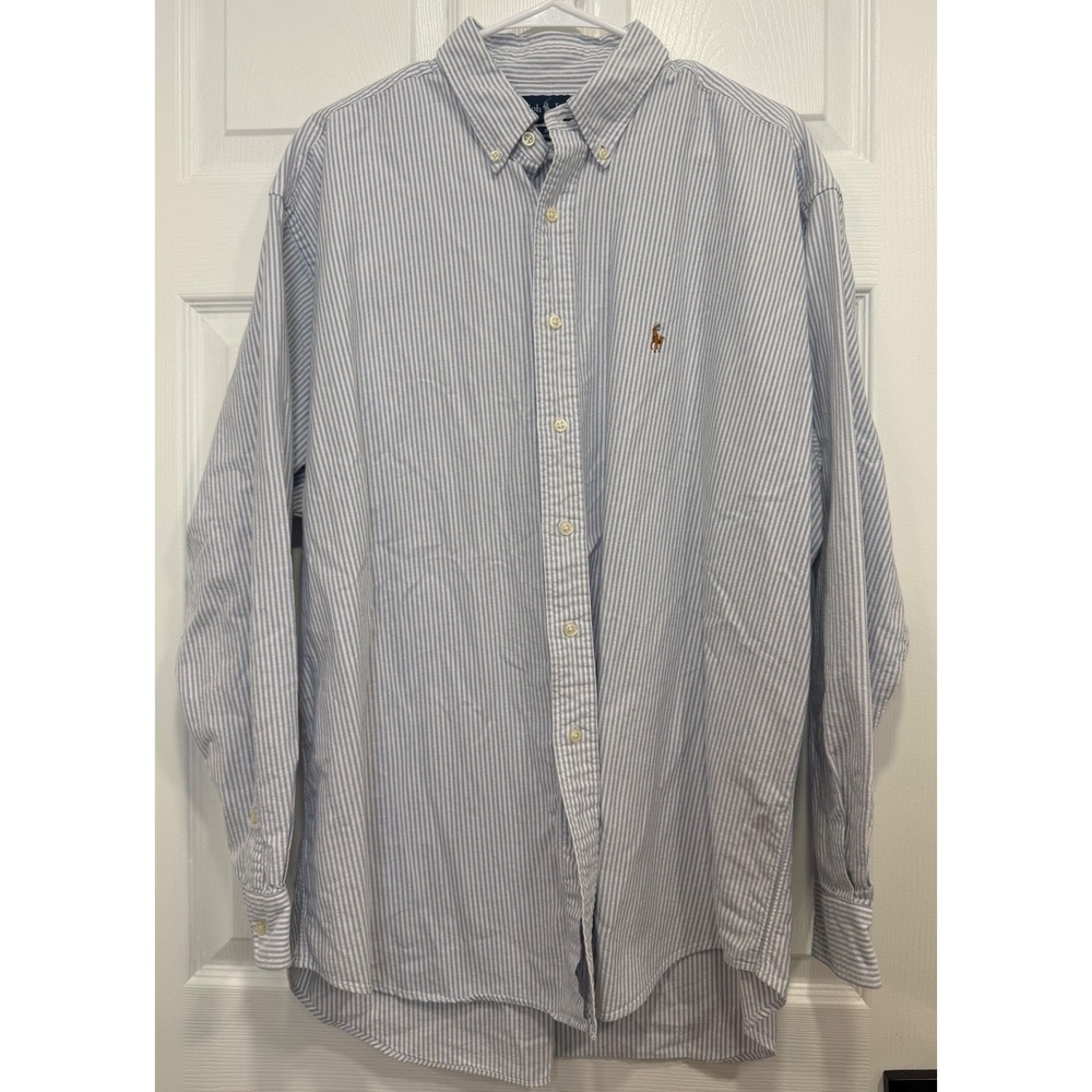 Polo Ralph Lauren Blake Mens XL Blue White Stripe Oxford Button Down Shirt